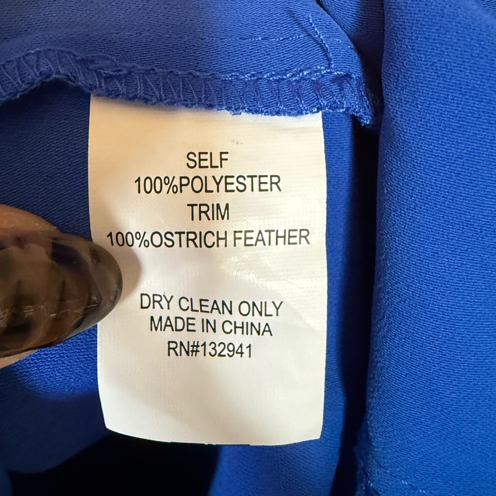 Amanda Uprichard Cobalt Blue Strapless Feather Dress NWOT Size Large - Picture 6 of 8